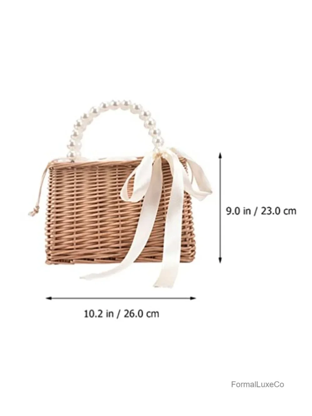 Woven Straw Pearl Handle Drawstring Tote Beach Handbag Women
